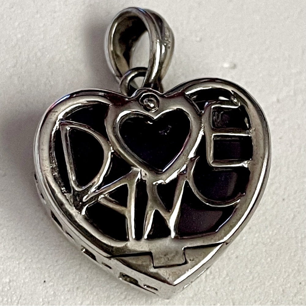 Silver Heart Shaped Locket with Amethyst Stone and Dance Details - Picture 4 of 4